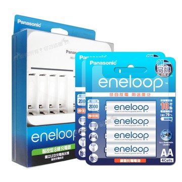 Panasonic 智控型8槽急速充電器+新款彩版  eneloop 低自放3號充電電池(8顆入)