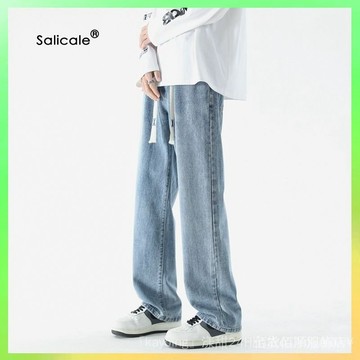 🔥臺灣出貨 SALICALE/聖利卡牛仔褲男士春鞦季港風潮流寬鬆直筒闊腿休閒長褲 限時特賣X315-8-C
