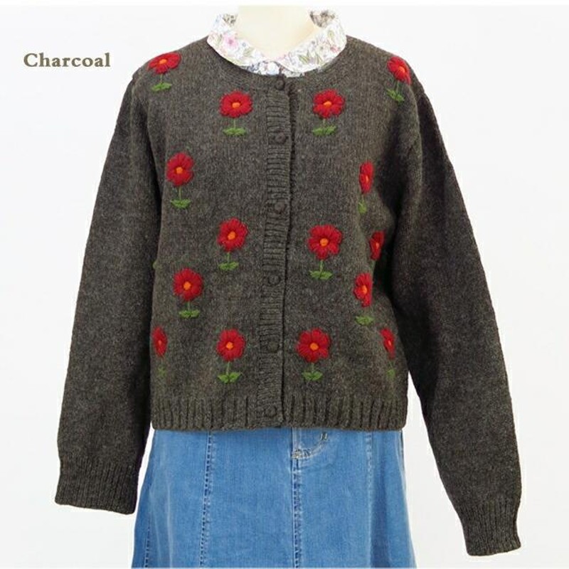 ペルーニット フラワー ニット カーディガン レディース エステール エステル Selleccion de Estelle PERU KNIT  FLOWER KNIT CARDIGAN 400324 IW2131818 | LINEショッピング