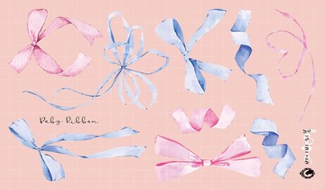 Baby Ribbon - 霧面白色印刷PET (藍獅) (suyeon)