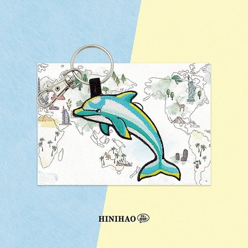 雙面刺繡鑰匙圈-海豚