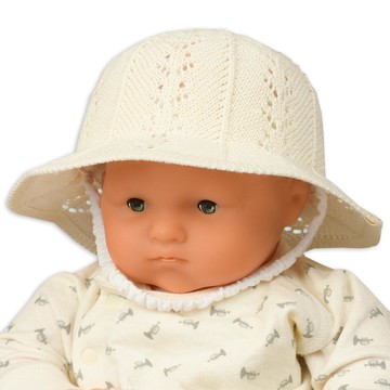 akachan honpo - 鬱金香帽-編織圖案-象牙白色