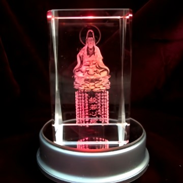 3D內雕佛像水晶立方體擺件  1個