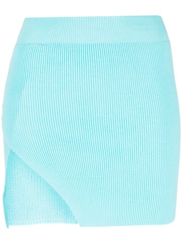Laneus - ribbed-knit asymmetric miniskirt - women - Lycra/Cotton - 44 - Blue