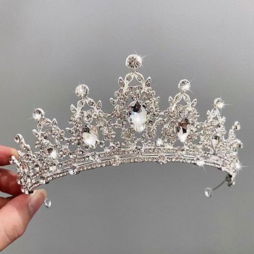 高端兒童皇冠頭飾女童演出銀色發飾公主裙花童生日發飾小女孩王冠[萌寶童裝]可開發票