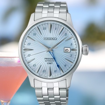 SEIKO精工 PRESAGE 調酒師 GMT兩地時區 機械腕錶 SSK037J1/4R34-00J0B