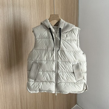 現貨+預購 真羽絨90%白鵝絨羽絨背心羽絨衣夾克-保暖短款拼接針織連帽女外套2色74ia16【獨家進口】【米蘭精品】