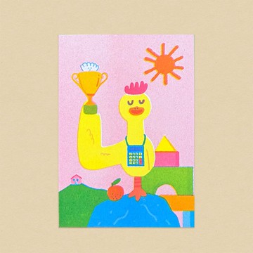 雞的''ㄐ''/共學明信片/注音符號/孔版印刷