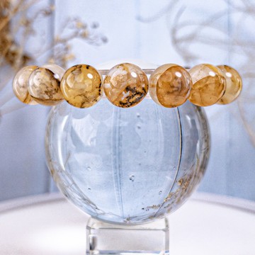 【天然黃膠花小樹】13mm 軟錳礦 小樹水晶 手串手鍊/一物一拍