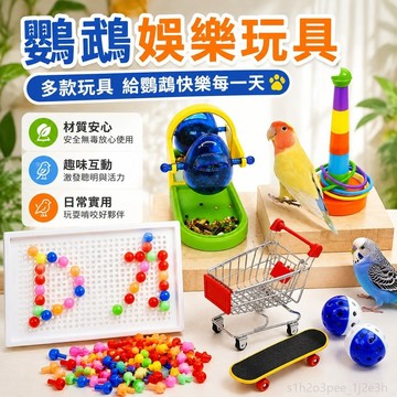 鸚鵡娛樂玩具 鸚鵡錶演玩具鸚鵡玩具用品啃咬小推車套圈投籃道具自行車虎皮玄鳳訓練益智玩具 腳踏車 toy 腳踏車推車