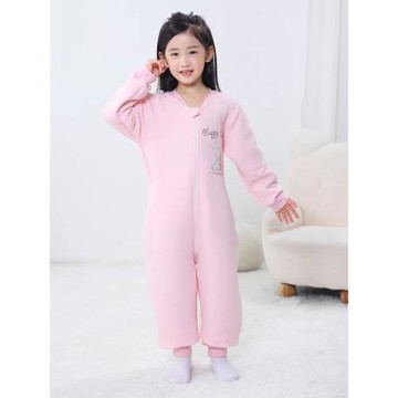 新款兒童連體睡衣秋冬季加厚夾棉男女童棉服中大童防踢被連身睡衣