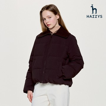 【HAZZYS】女款深棕色翻領設計保暖舒適高領羽絨外套 YSWUD006