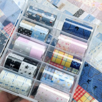 💗台灣出貨💗韓風ins手繪格紋塗鴉碎花拼布美甲轉印紙藝術元素實用可愛插畫