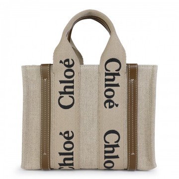 Chloe - Bronze Brown Linen Woody Tote Bag Uni