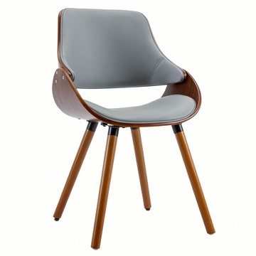 整新品062002馬休PU面流線造型曲木餐椅-灰色(椅面小破)