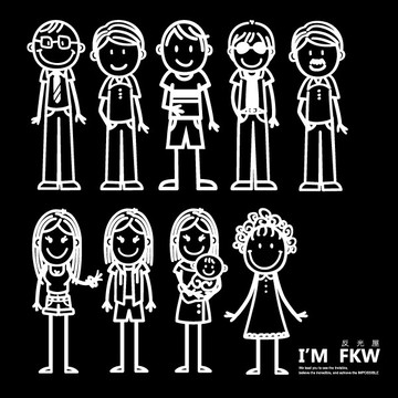 反光屋FKW 家庭人物 家庭成員 防水車貼 汽車貼紙 防水反光貼紙 適用 RAV4 URX GLC X4 kicks