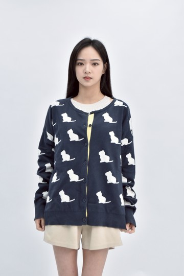 (XL) imoda針織排扣滿版開衫藍色外套