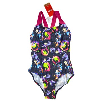 Speedo 女孩運動連身泳裝  Allover 黑/彩色水母  11~12  1件
