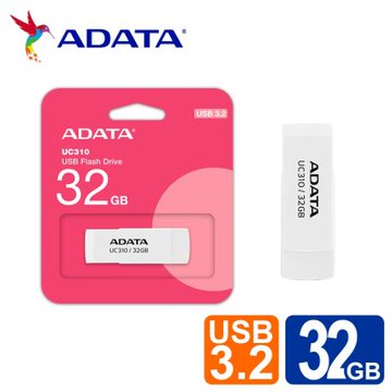 威剛 ADATA UC310 32GB USB3.2旋轉隨身碟(白)