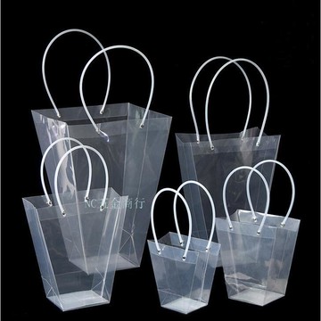 🔥家用修繕🔥方形PP透明手提袋 母親節鮮花花束袋 蛋糕甜品多肉植物袋 喜糖包裝袋