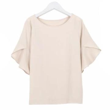 日本 Kobe Lettuce - 美型特色袖亞麻感上衣-淺杏 (花苞袖)