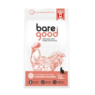 成貓/全齡貓飼料 bare good真原力-4LB(1.81KG) 自然健康貓糧-放牧雞&鮭魚 (BG-CCA012)【公司貨】(貓乾糧/貓飼料)