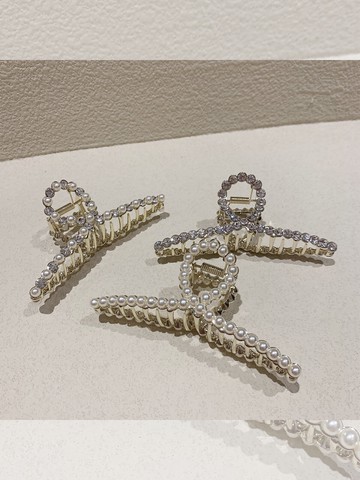 珍珠水鉆發飾秋發抓抓夾發夾女生后腦勺抓夾大發抓夾鯊魚夾