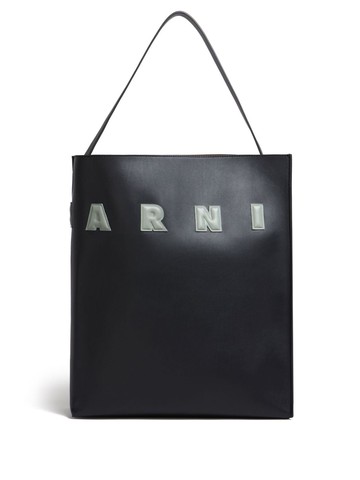 Marni - Museo leather tote bag - unisex - Calf Leather/Polyester/Calf Leather/Polyurethane/Brass/Zamak - One Size - Black