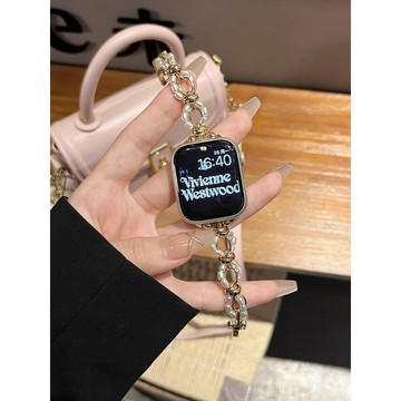 《台灣出貨》適用 APPLE WATCH 珍珠錶帶 金屬錶帶 S11 S10 SE 44 46mm 45mm 女士錶帶
