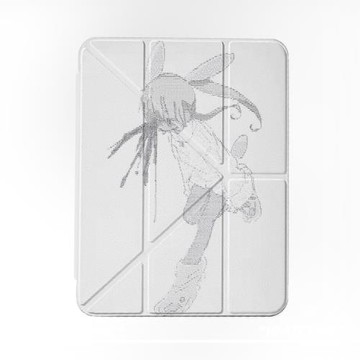 原創小眾藝術可愛像素卡通適用11代2025款air7ipadpro11三折ipad殼防彎Y折亞克力10.2寸/air4/5/mini6帶筆槽