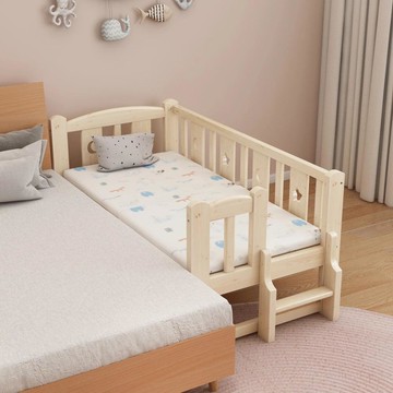 【HABABY 環安家居】無毒家具製造商 北歐星月伴睡兒童床 長150寬80 床邊床 \t三面有梯(拼接床 延伸床 兒童床 床組)三面有梯款