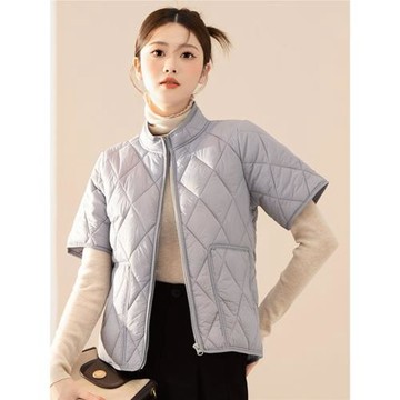 半袖馬甲女大碼秋冬立領羽絨服保暖帶中袖馬夾居家護肩坎肩