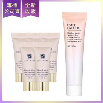ESTEE LAUDER雅詩蘭黛 粉持久完美持妝粉底【36#1W2】5ml*5+粉持久天生美肌乖乖乳SPF20 PA++ 15ml*1(公司貨)