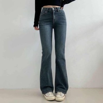 正韓牛仔褲 磨毛喇叭長褲DNY0643-創翊韓都