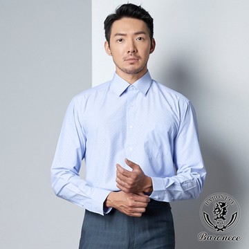 BARONECE 低調質感休閒長袖合身襯衫_藍(520456)