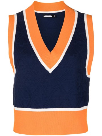J.Lindeberg - Barbados patterned intarsia-knit vest - women - Polyester/Viscose - L - Blue