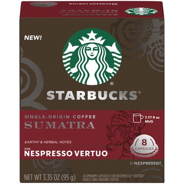 Starbucks Nespresso Vertuo Capsules Single Orgin Sumatra 8 Capsules