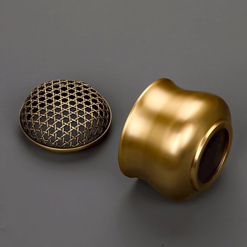 瑞象 黃銅網紋蓋盤香爐家用室內檀香安神茶道沉香薰爐仿古線香插