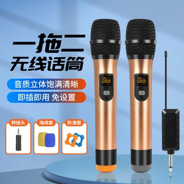 萬能無線話筒通用業家庭唱K歌戶外音響一拖二u段手持麥克風【北歐家居生活】