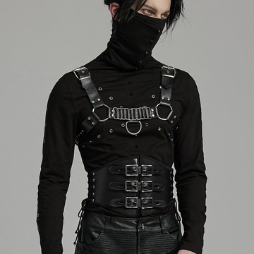 龐克太陽神腹矛皮革腰封 - 多色 / 僅有黑