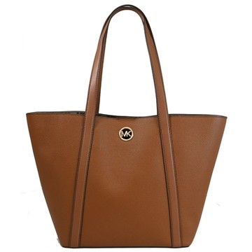 MICHAEL KORS HADLEIGH 經典MK LOGO大容量皮革肩背托特包(焦糖棕)