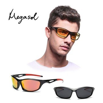 【MEGASOL】UV400專業運動偏光太陽眼鏡男女適用(運動/戶外/休閒S9763-三色可選)