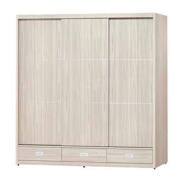 【文創集】吉松 時尚7尺推門三抽衣櫃/收納櫃(附穿衣鏡面)-210x60.5x210cm免組