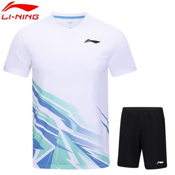 lining李寧AATV013羽毛球服男女運動短袖短褲比賽速干套裝AATV014