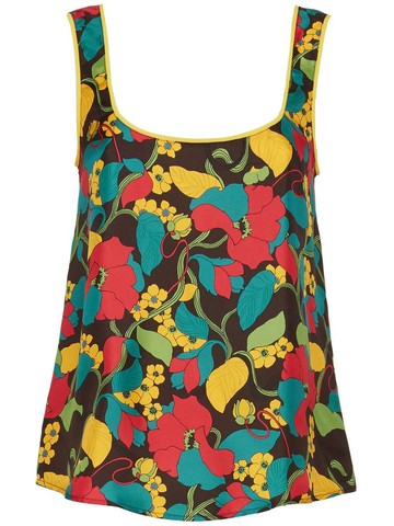 La DoubleJ - Twirl floral-print silk vest top - women - Silk - XL - Black