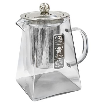AWANA 艾薇兒 玻璃方型泡茶壺 13 x 8.5 x 11.5cm 250g  透黑色  550ml  1個