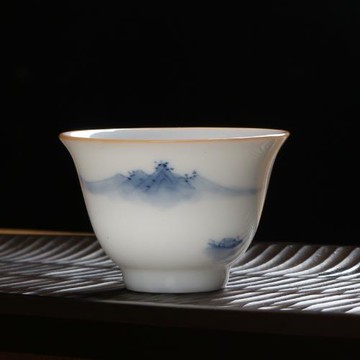 神雕景德鎮青花陶瓷泡茶杯人工手繪主人杯功夫茶具個人單杯品茗杯