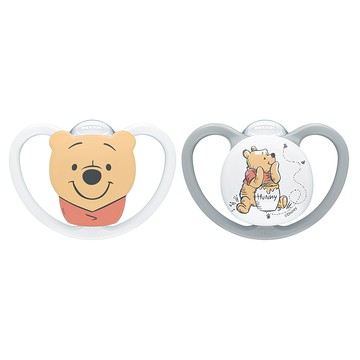 NUK SPACE 超透氣矽膠安撫奶嘴 小熊維尼  2個  迪士尼 白色 + 黃色  6~18個月