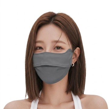 SEASONSBIKINI 超透氣顯臉瘦 冰涼感防曬面罩 SPF50+  深灰色  均碼  1個