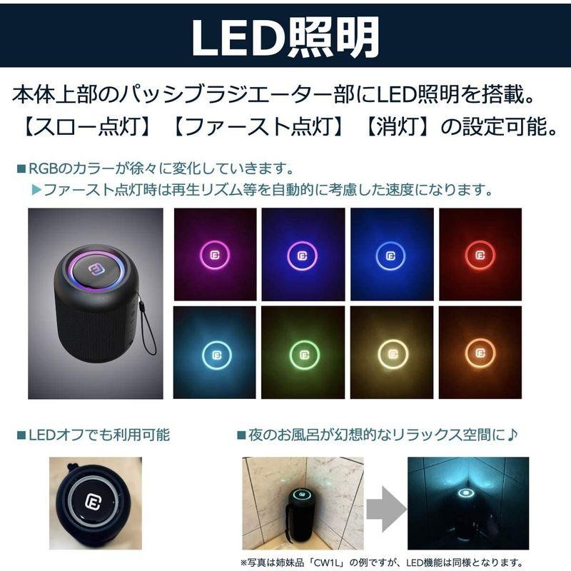 40s Bluetooth スピーカー 防水 小型 風呂 LED ライト付き 光る